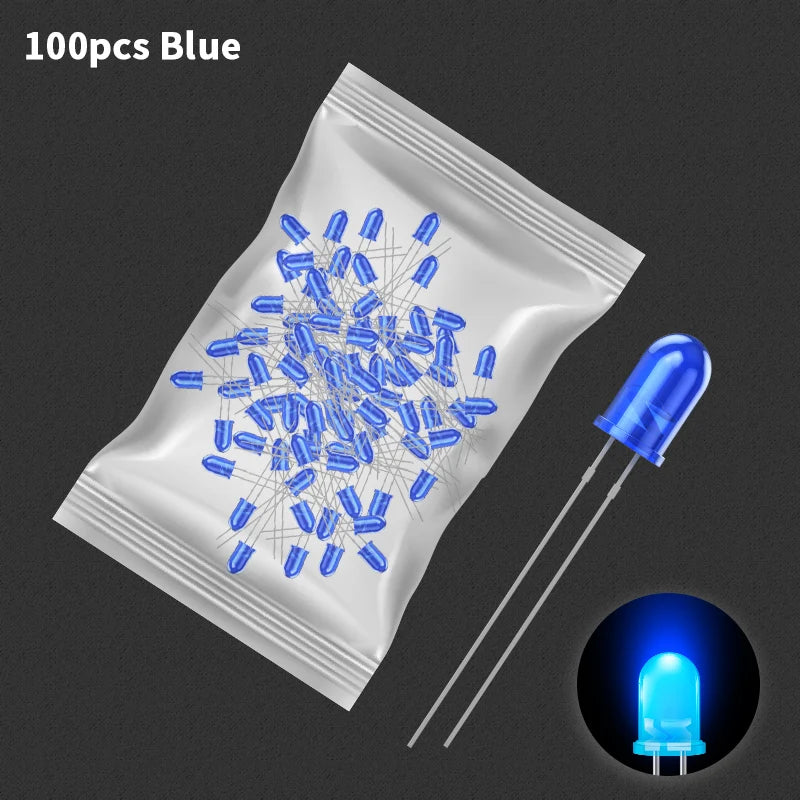 Kit de Diodos LED 5mm Multicolor – Luces Blanco, Rojo, Azul, Verde y Amarillo para Proyectos Electrónicos