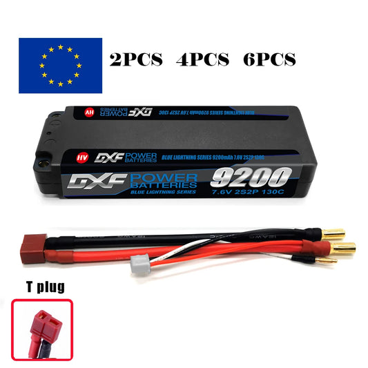 Batería DXF 2S LiPo 7.6V 130C 9200mAh T Plug Hardcase para Coche RC, Buggy, Truggy y Drone