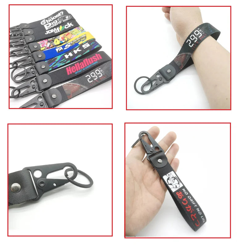 Motor Racing Paracord Wristlet Keychain — Durable Camping & Motorcycle Key Strap