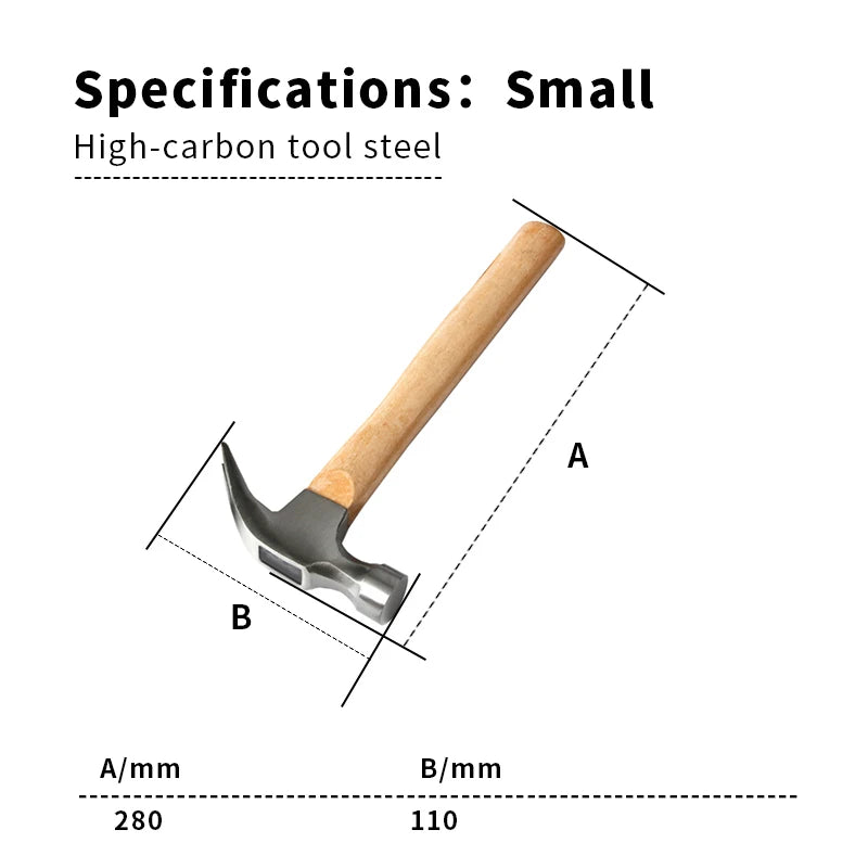 Martillo Multifunción de Carpintería con Mango de Madera – Absorción de Impactos y Acero al Carbono de Alta Resistencia