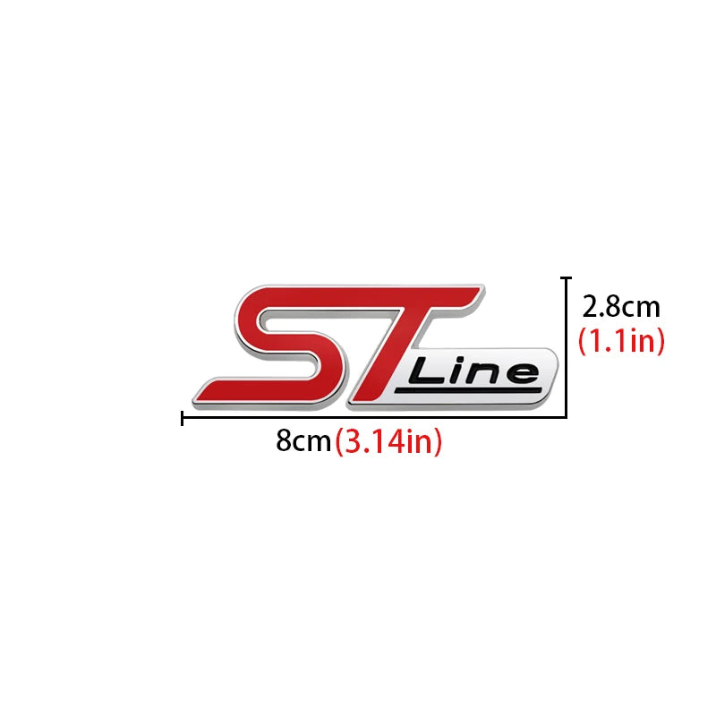 Emblema 3D Metálico ST LINE para Parrilla Frontal – Ford Fiesta, Focus y Mondeo