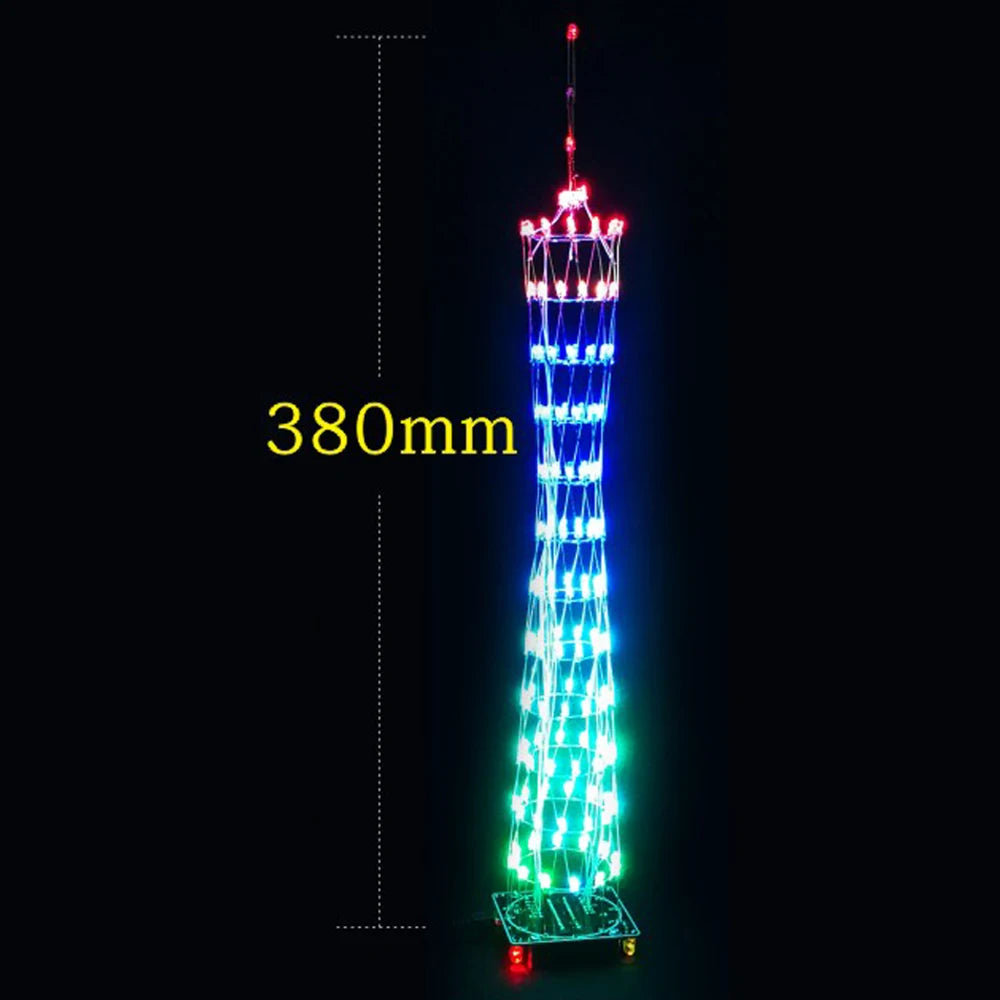 Kit Electrónico DIY Torre de Guangzhou – Luz LED Multicolor con Control Remoto