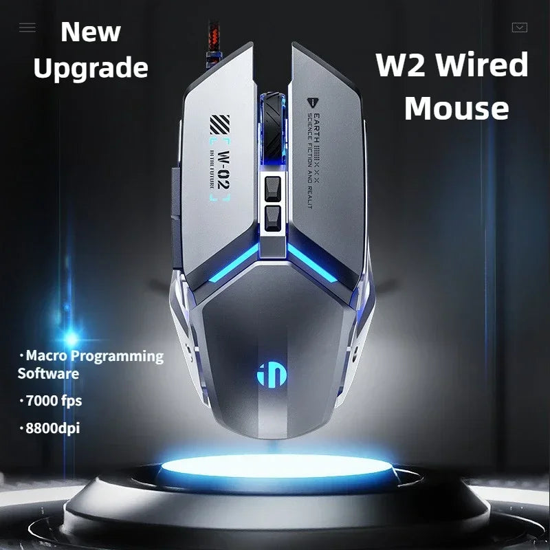 W2 USB Ratón Gaming Con Cable – LED Mecánico para PC, Laptop y Tablet