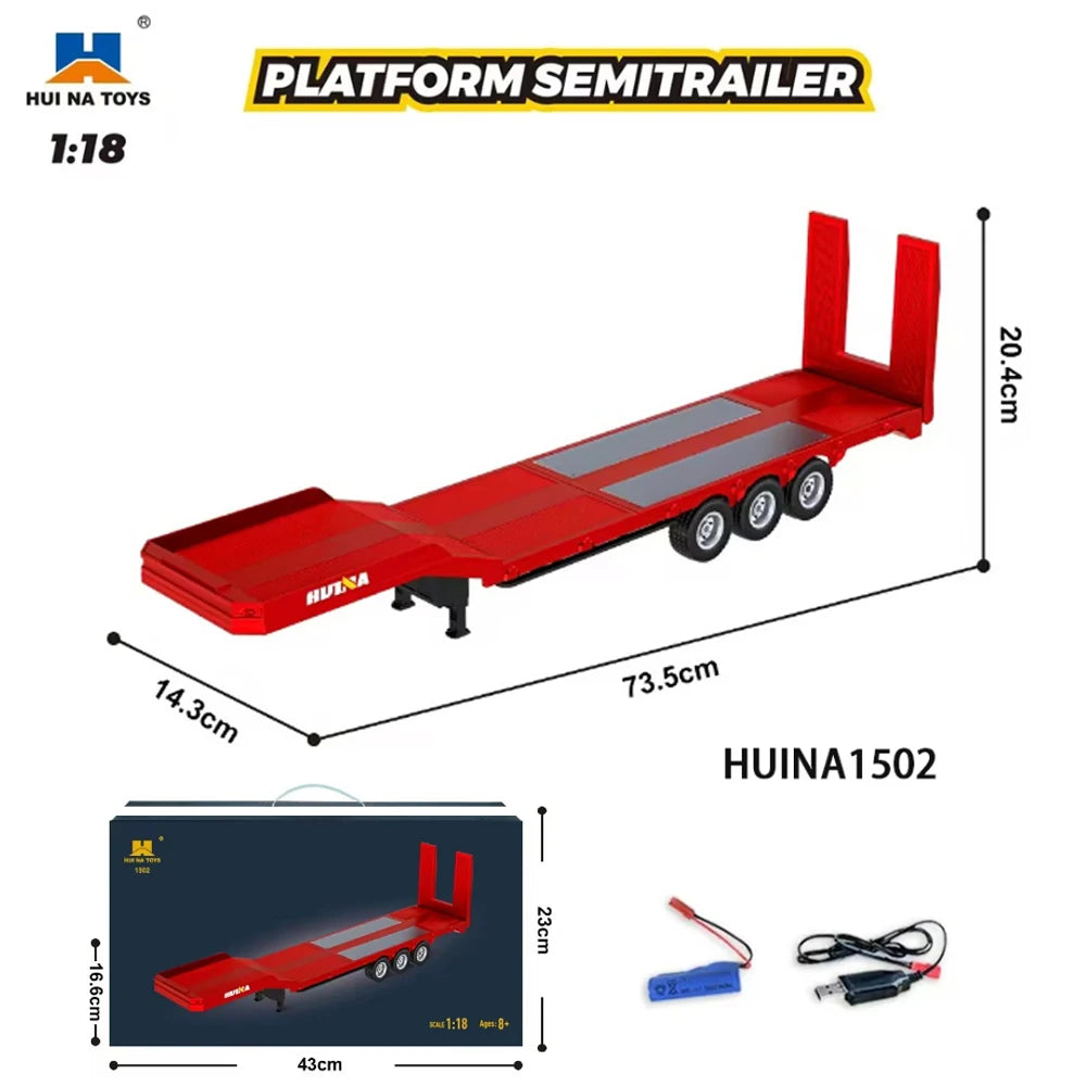 HUINA 1501 770S RC Truck 1/18 – Tractor y Trailer de Ingeniería con Luces y Sonido