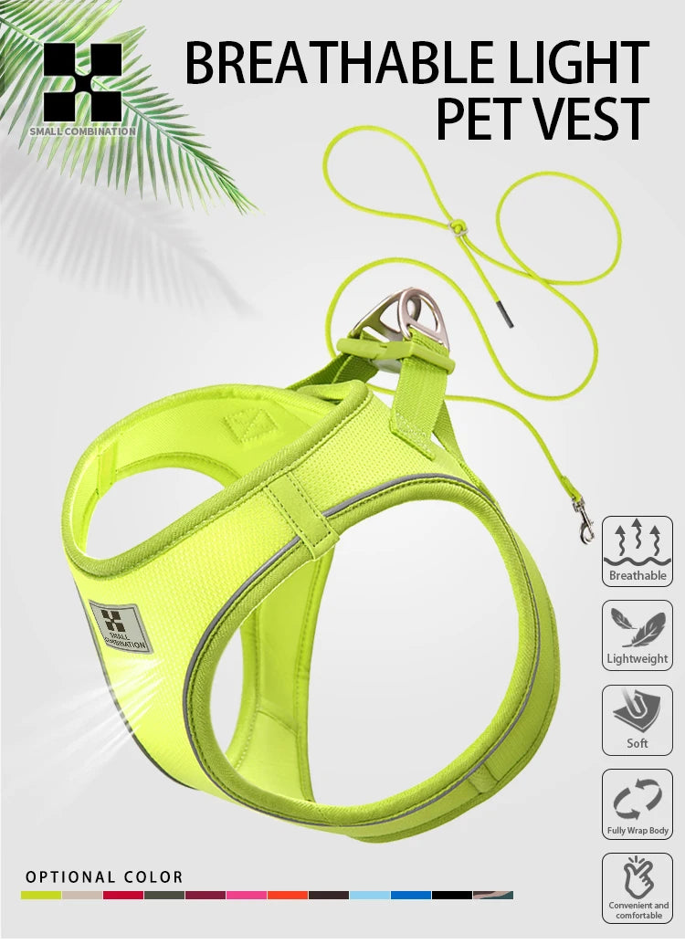 Set Arnés y Correa Ajustable para Perros y Gatos — Reflectante, Pequeños y Medianos