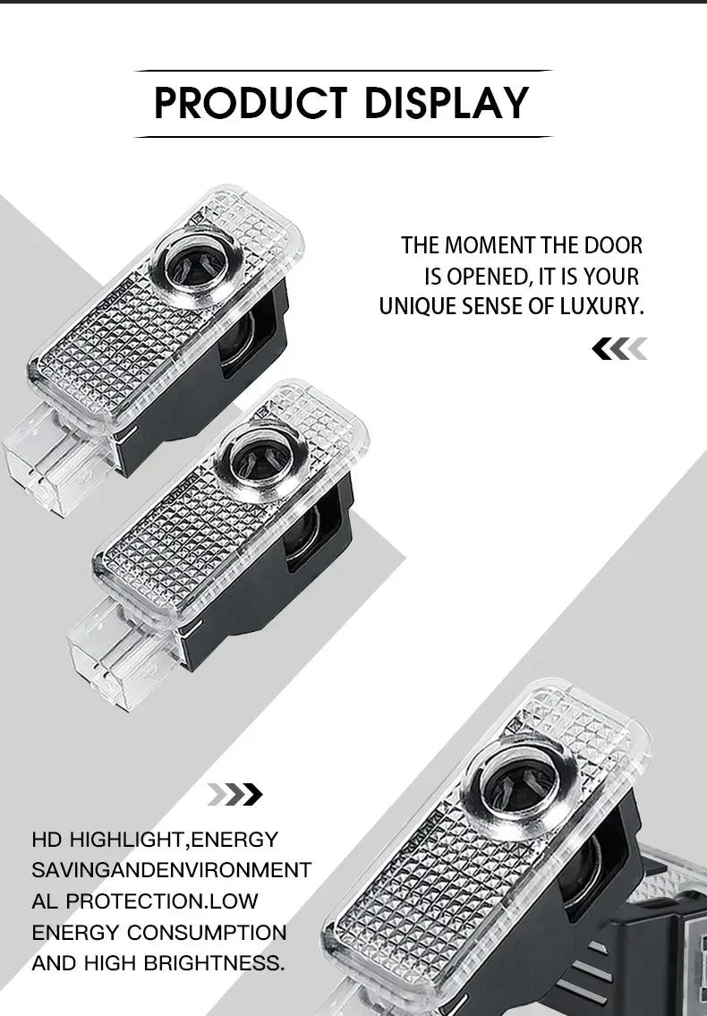 Luces LED Proyector para Puerta Audi — 2/4 Pcs, Logo HD para A3, A4, A5, A6, Q5 y Más