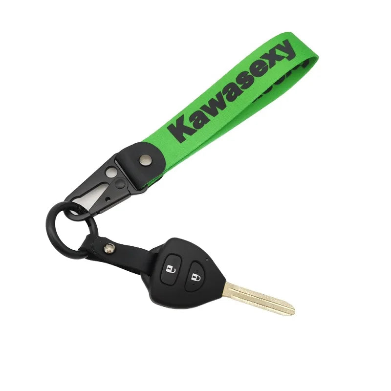 Motor Racing Paracord Wristlet Keychain — Durable Camping & Motorcycle Key Strap