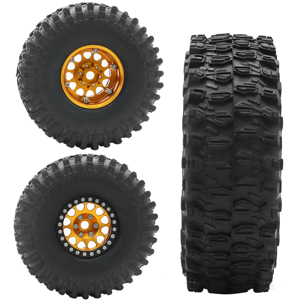 Set 4PCS Metal 1.9" Beadlock Wheel Rim Tires – RC Crawler 1/10 Axial SCX10 III, TRX-4, Redcat GEN 8