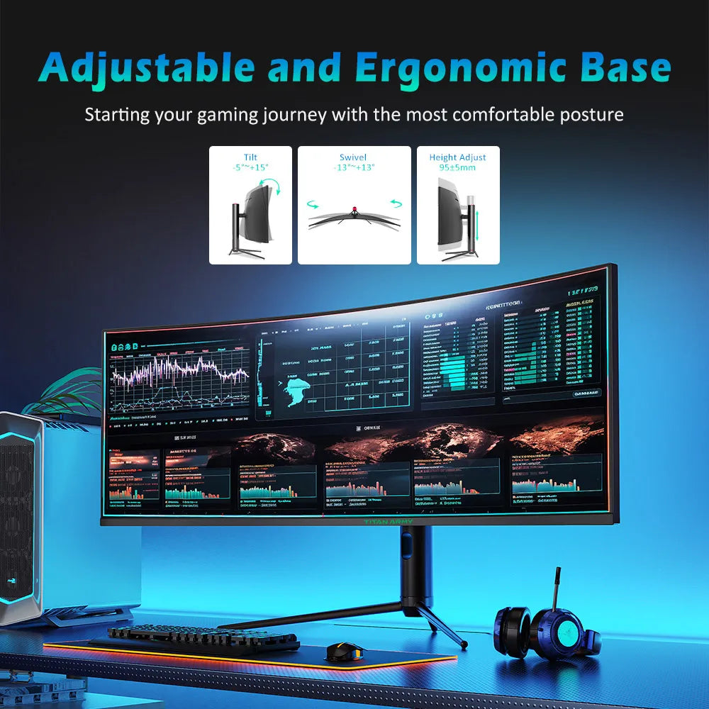 TITAN ARMY C49SHC 49" Gaming Monitor — Curvo 32:9, 144Hz, PIP/PBP