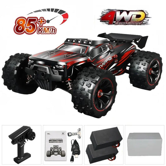 RC Car 1:16 4WD – Monster Drift Truck con LED, Alta Velocidad 50/85KM/H para Niños