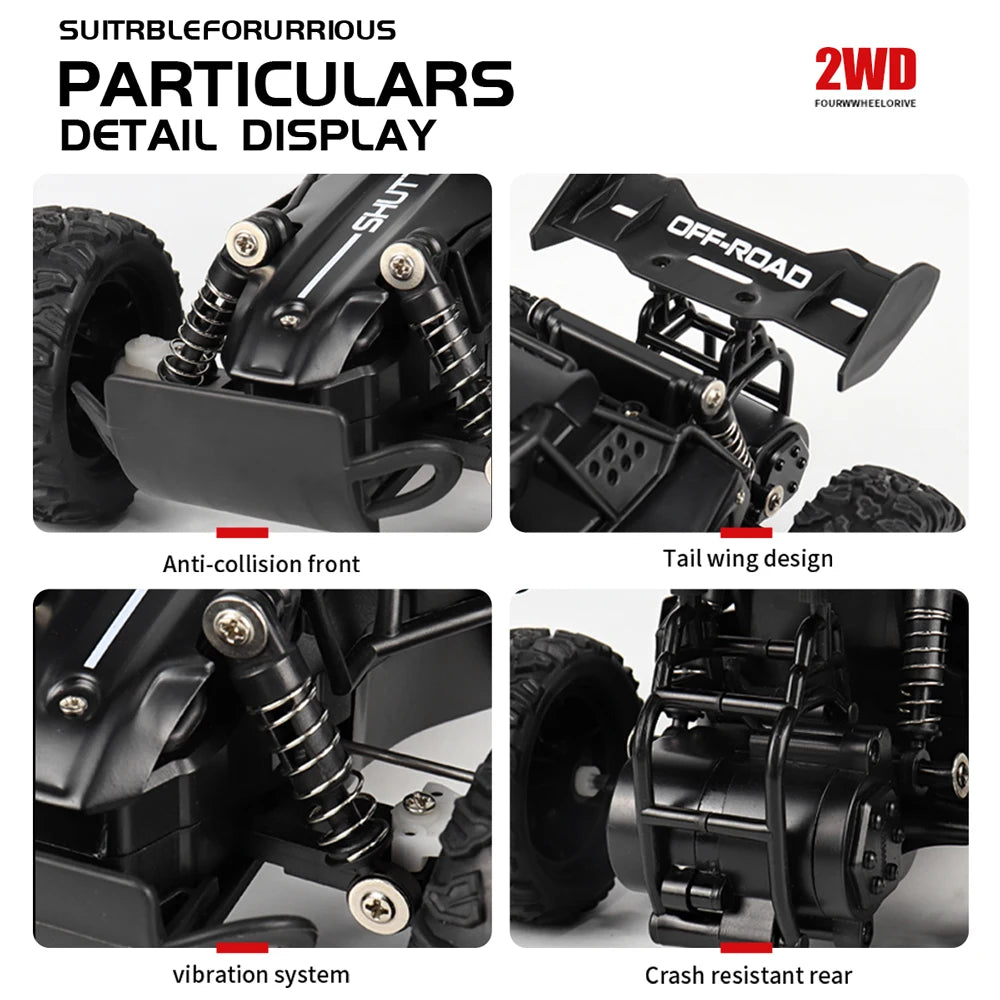 RC Car 1:16 2WD – Coche RC Off-Road con LED, Alta Velocidad 20KM/H para Niños