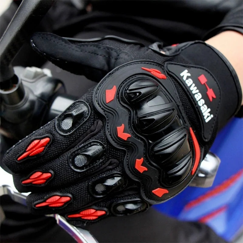 Guantes de Motocicleta Kawasaki – Dedo Completo Antideslizantes y Resistentes