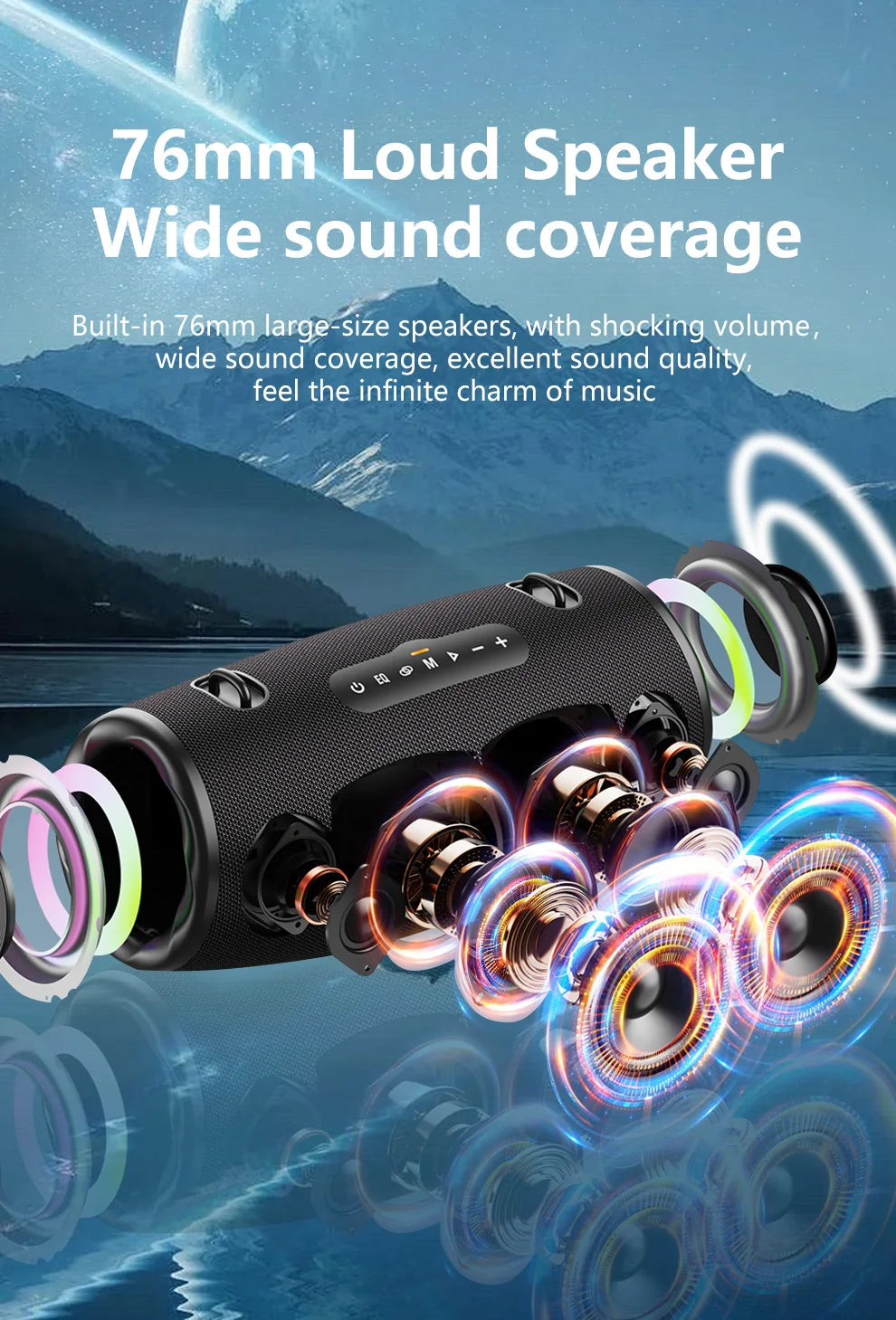 Altavoz Bluetooth Portátil ZEALOT S87 — 80W IPX6 Resistente al Agua con Subwoofer