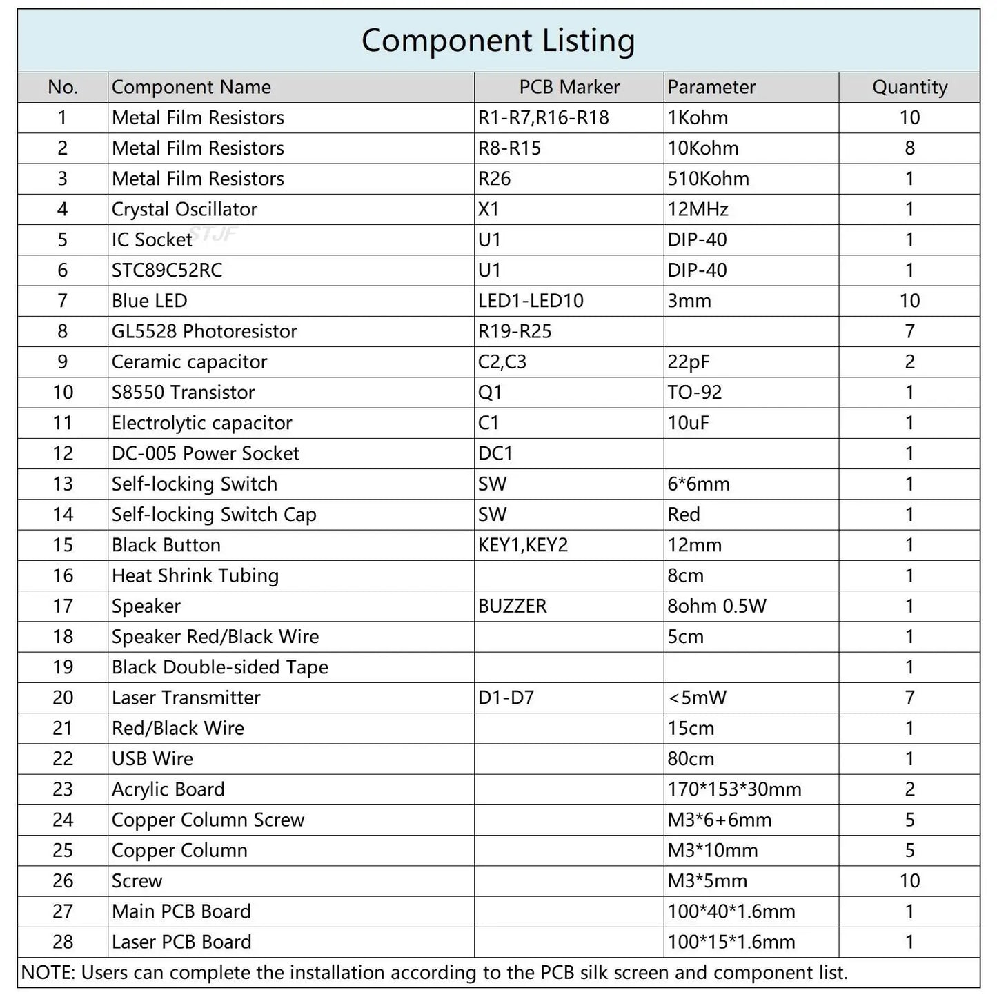 Kit Electrónico DIY Piano Láser HU-013 – 7 Escalas Musicales y Práctica de Soldadura
