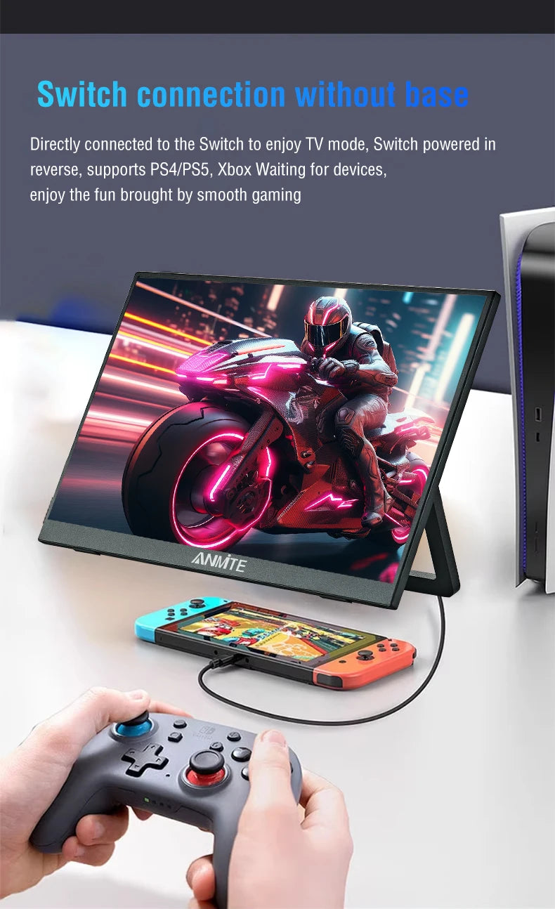 Monitor Portátil Anmite 16" 1200P HDR — Táctil y No Táctil para PC, Consolas y Móviles