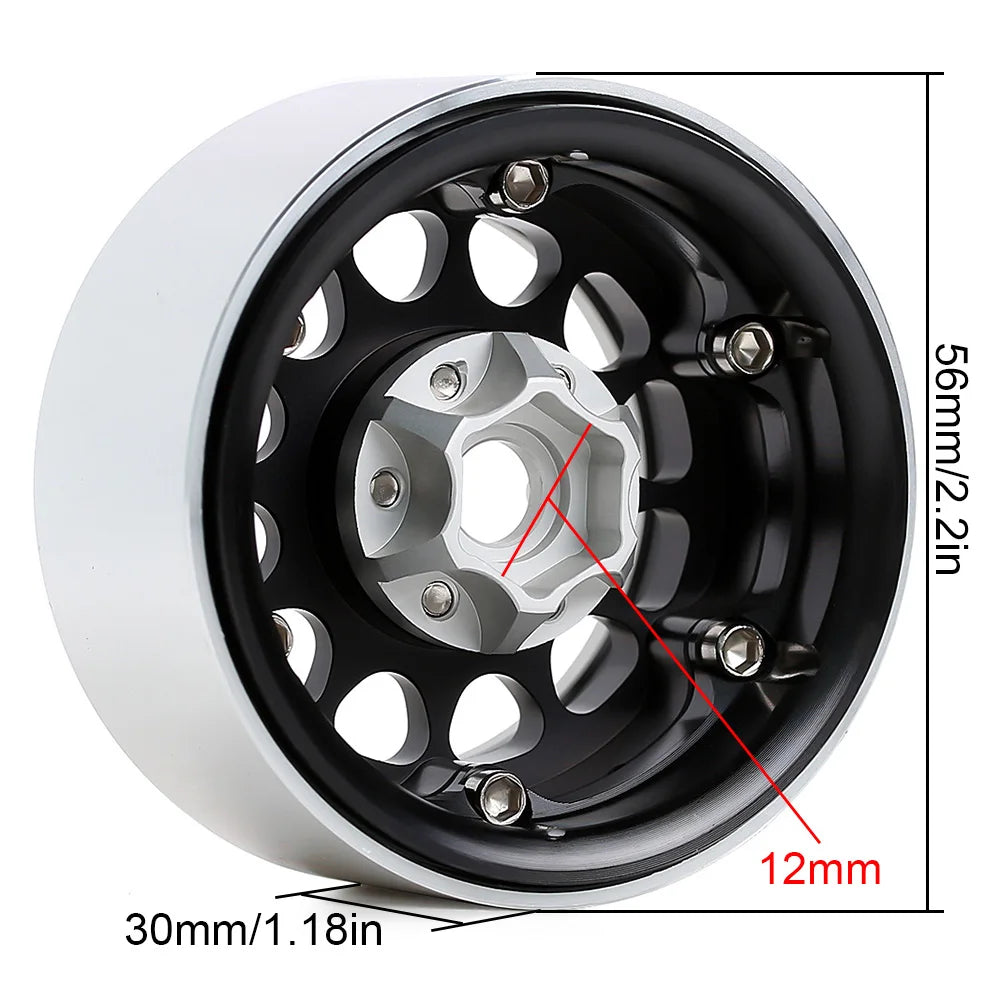 INJORA 1.9" Llantas Beadlock CNC Aluminio para RC Crawler 1/10 SCX10 TRX4 Gen8 (4 Piezas)