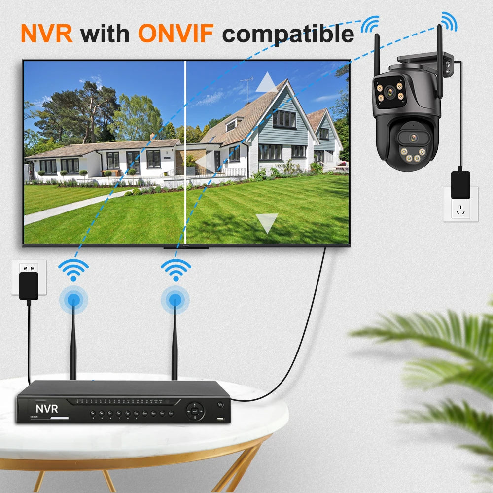 Cámara IP PTZ 4K 8MP WiFi con Doble Lente y Pantalla Dual — Seguridad Exterior HD