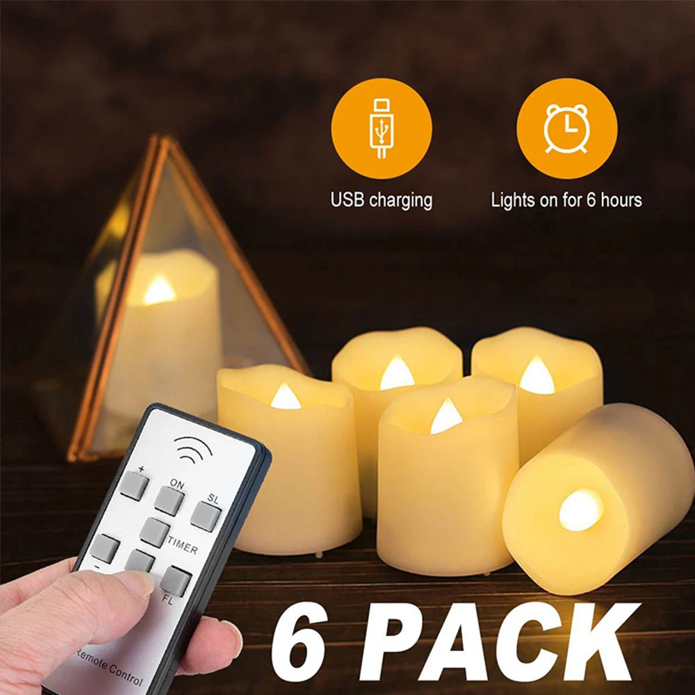 Velas LED Recargables sin Llama – Con Control Remoto y Temporizador