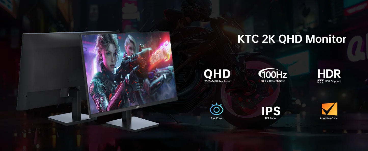 KTC H27T27 27" QHD 100Hz Gaming Monitor – 2560x1440, IPS Fast Panel, 1ms GTG, 99% sRGB, HDR10, FreeSync