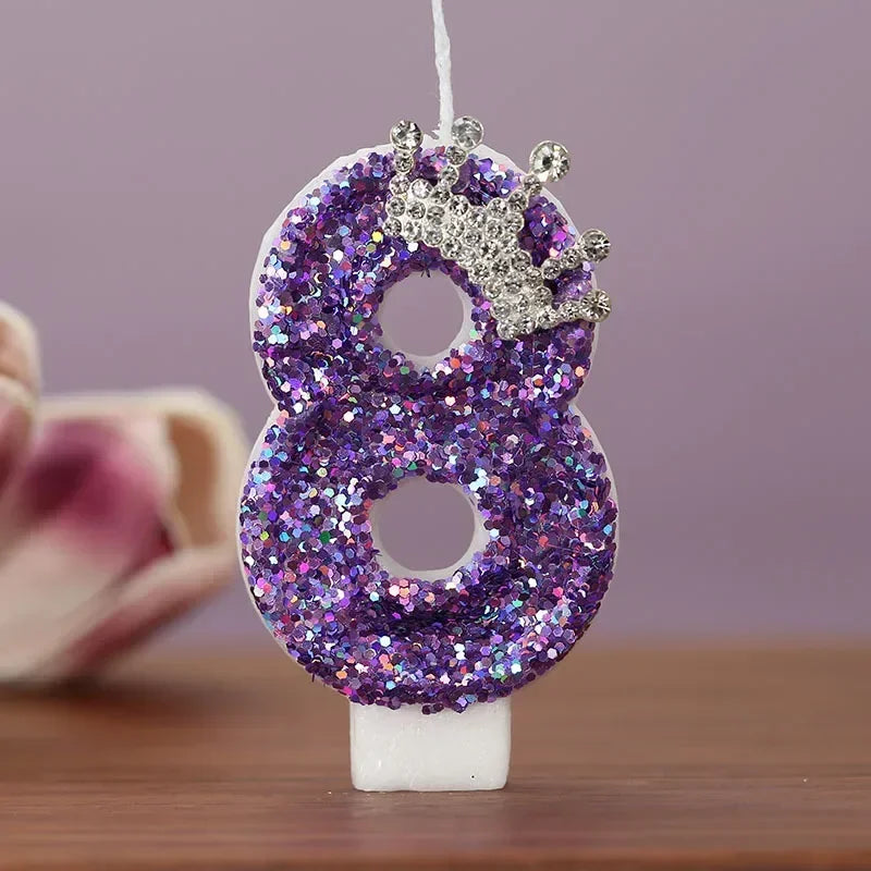 Velas Números Corona Morada – Decoración de Pastel para Cumpleaños y Fiesta