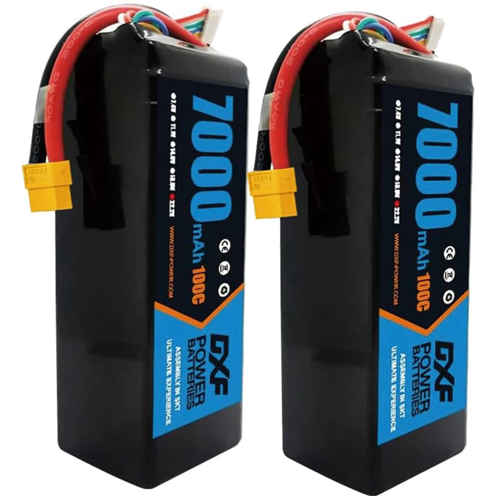 Batería DXF 6S LiPo 22.2V 100C 7000mAh XT60 – Potencia para RC, Drones y Coches de Carreras