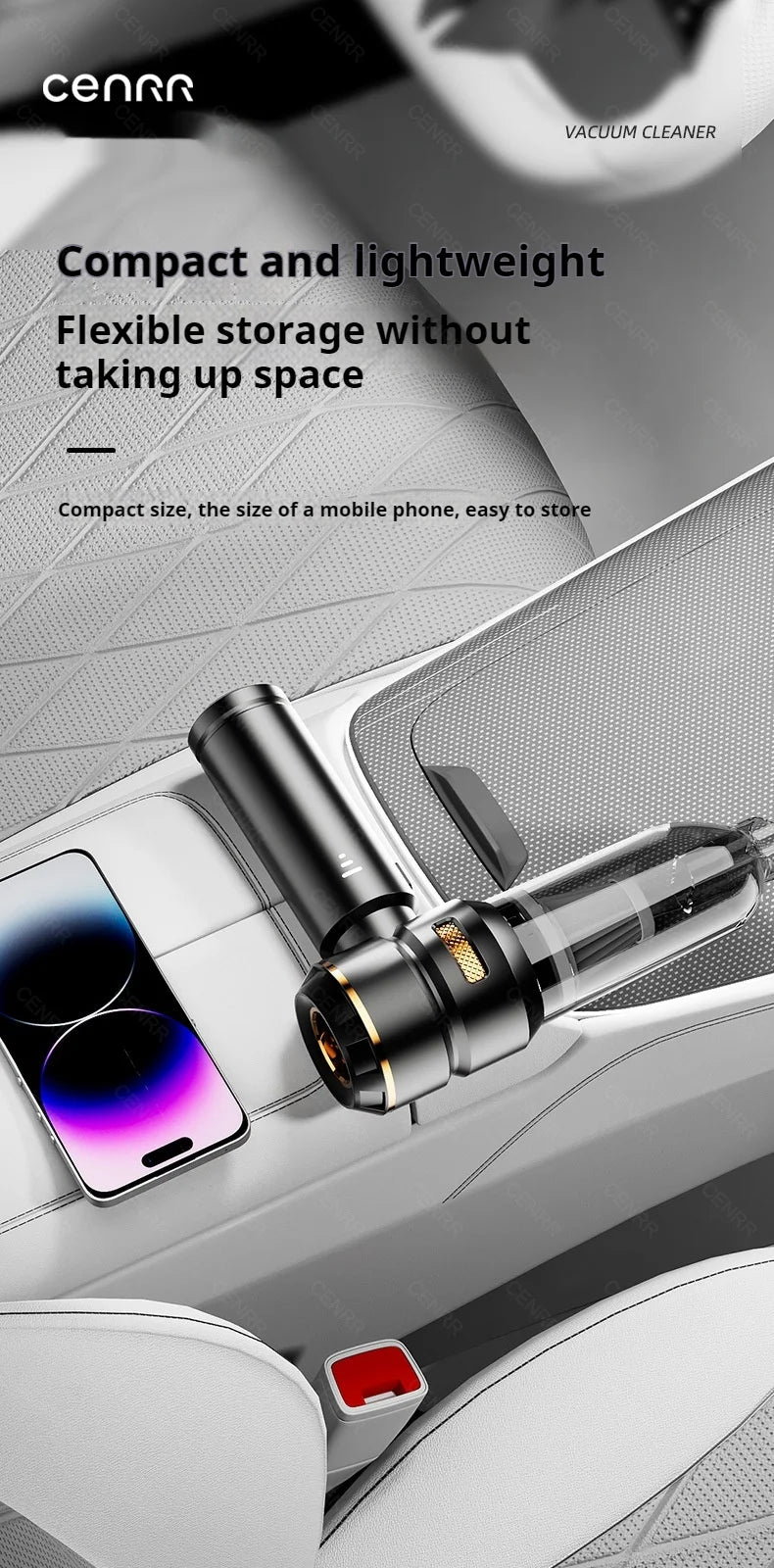 Aspiradora Portátil para Coche CENRR 998000PA — Potente y Sin Cable