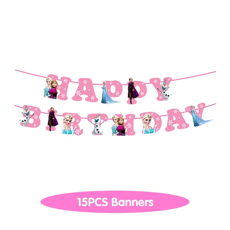 Decoración de Cumpleaños Disney Frozen – Mantel, Globos y Vajilla Azul para Fiesta Infantil