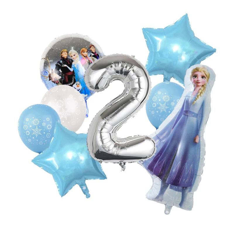 Decoración de Cumpleaños Disney Frozen – Mantel, Globos y Vajilla Azul para Fiesta Infantil