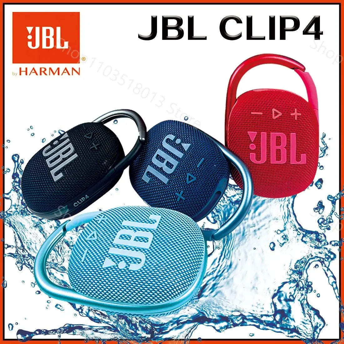 Altavoz Bluetooth Portátil JBL Clip 4 Original — Mini Altavoz IP67 Resistente al Agua y Polvo