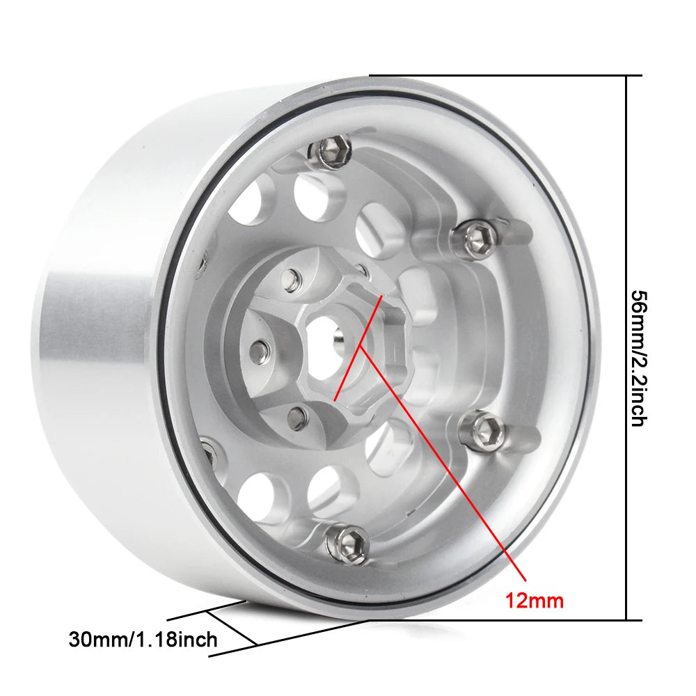 INJORA 1.9" Llantas Beadlock CNC Aluminio para RC Crawler 1/10 SCX10 TRX4 Gen8 (4 Piezas)