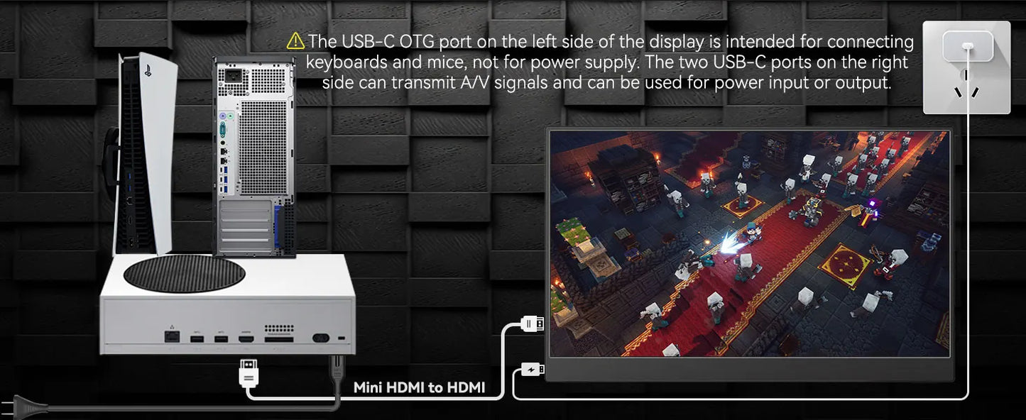 Bimawen 13.3" OLED Portable Monitor – FHD 1080P, 1ms, 10bit, 100% DCI-P3, Adaptive Sync, Game Mode