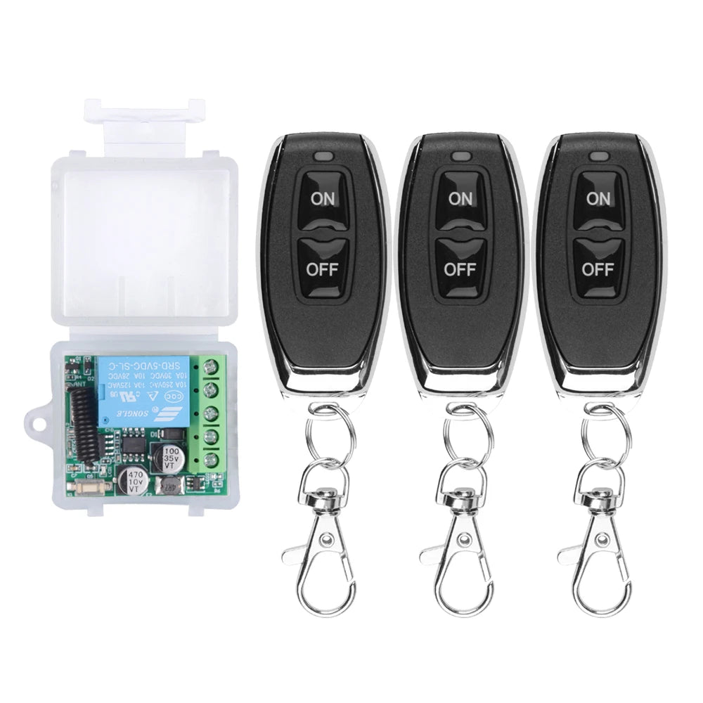 Control Remoto Inalámbrico RF 433MHz 12V – Módulo Relé 1 Canal para Smart Home y Puertas