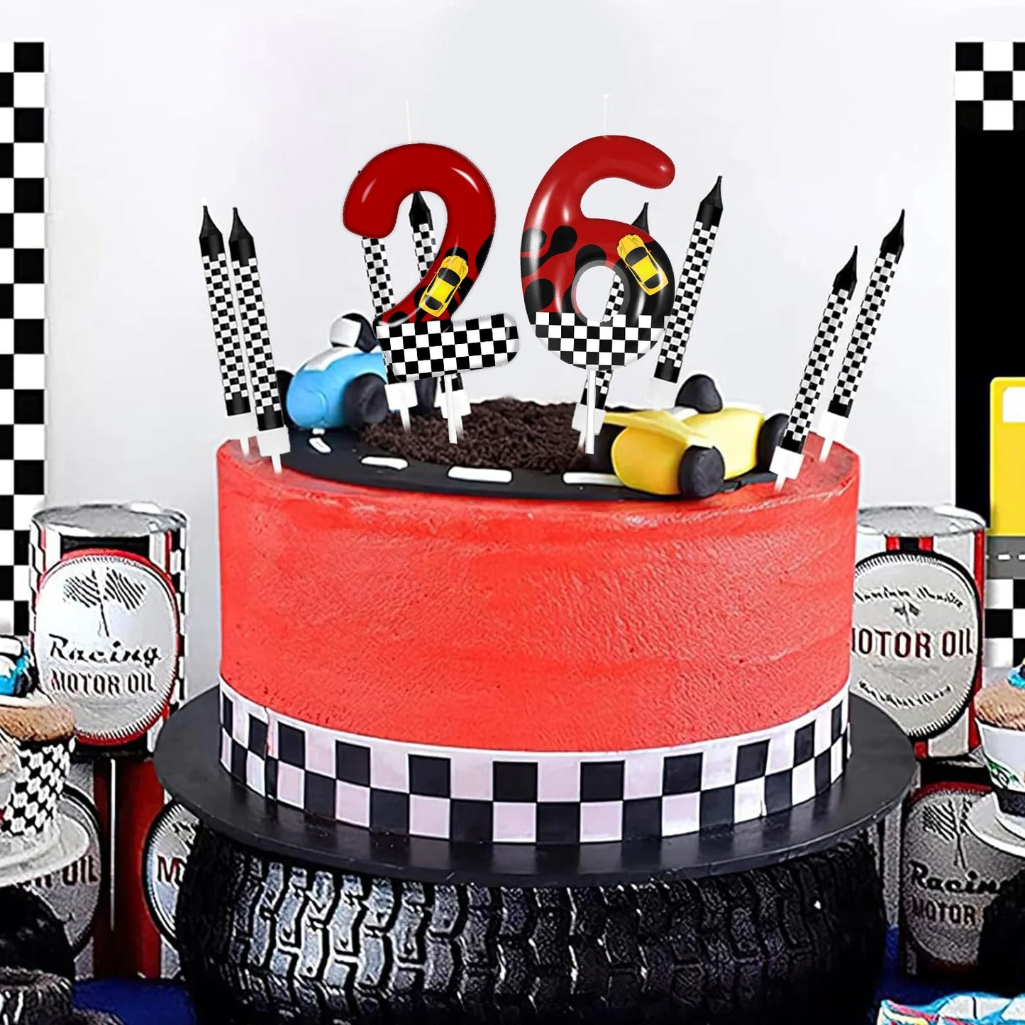 Velas Temáticas de Autos de Carreras para Cumpleaños – Set de 7 Piezas