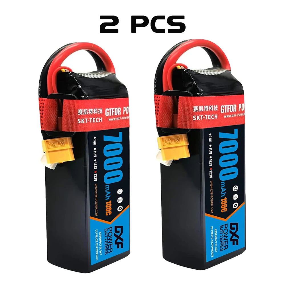 Batería DXF 6S LiPo 22.2V 100C 7000mAh XT60 – Potencia para RC, Drones y Coches de Carreras