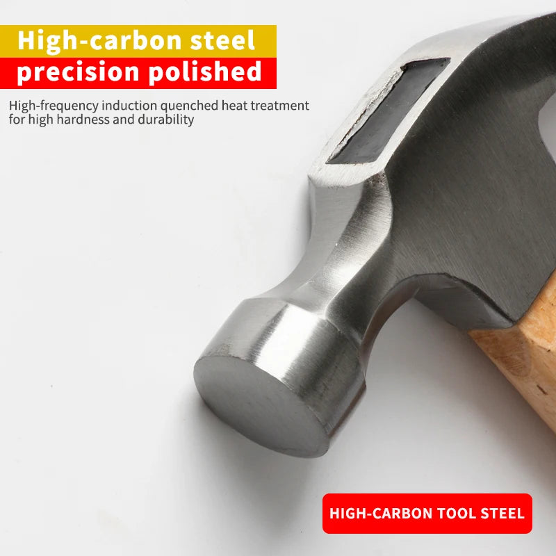 Martillo Multifunción de Carpintería con Mango de Madera – Absorción de Impactos y Acero al Carbono de Alta Resistencia