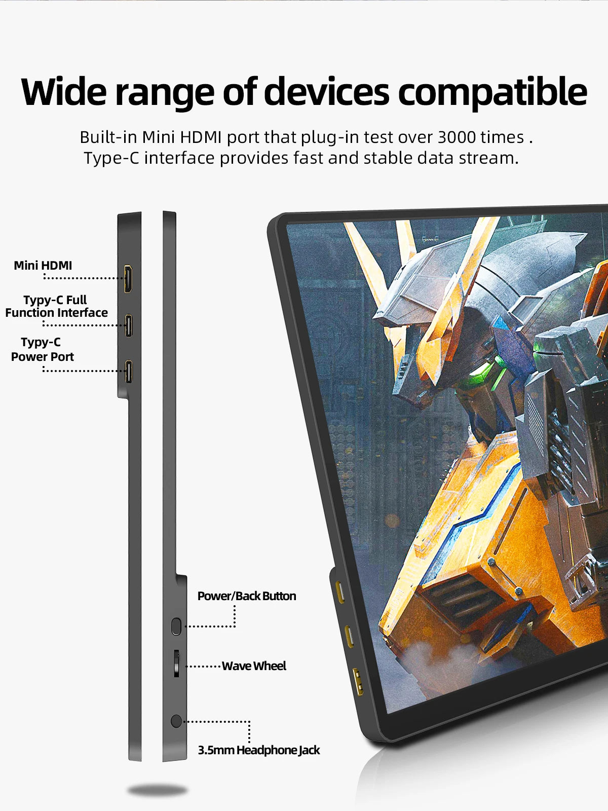 ZSUS 14" 2K Portable Monitor – 2160x1440, 60Hz, 100% sRGB, HDR10, USB-C, HDMI, Built-in Speakers