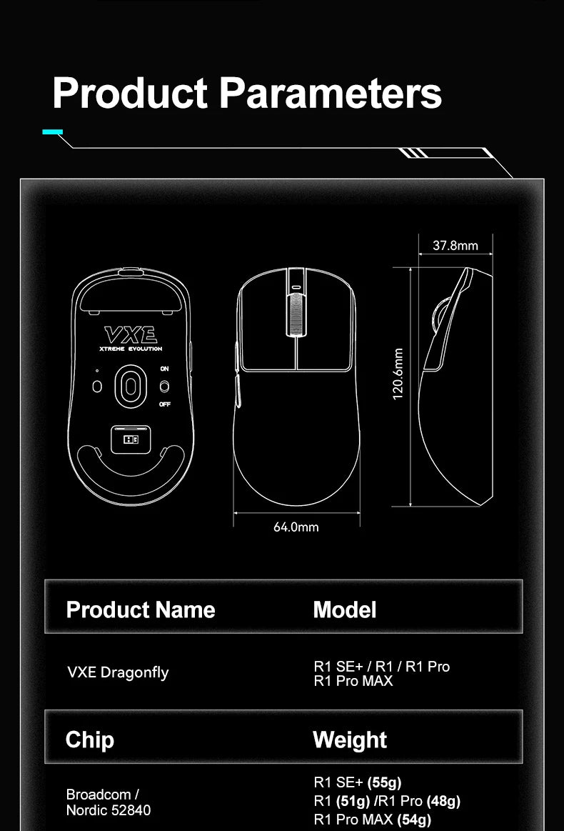 Ratón Gaming ATK VXE R1 Pro MAX — Bluetooth y 2.4G Inalámbrico