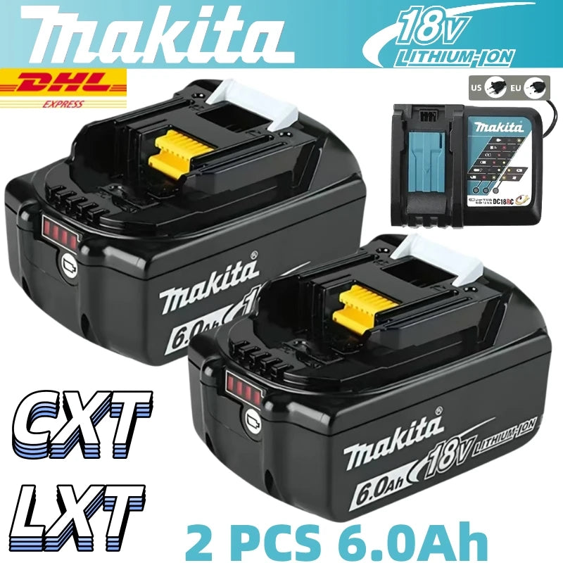 Batería Makita 18V 6Ah Original con Indicador LED – Batería de Litio Antigolpes para Herramientas Inalámbricas