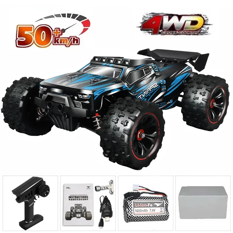 RC Car 1:16 4WD – Monster Drift Truck con LED, Alta Velocidad 50/85KM/H para Niños
