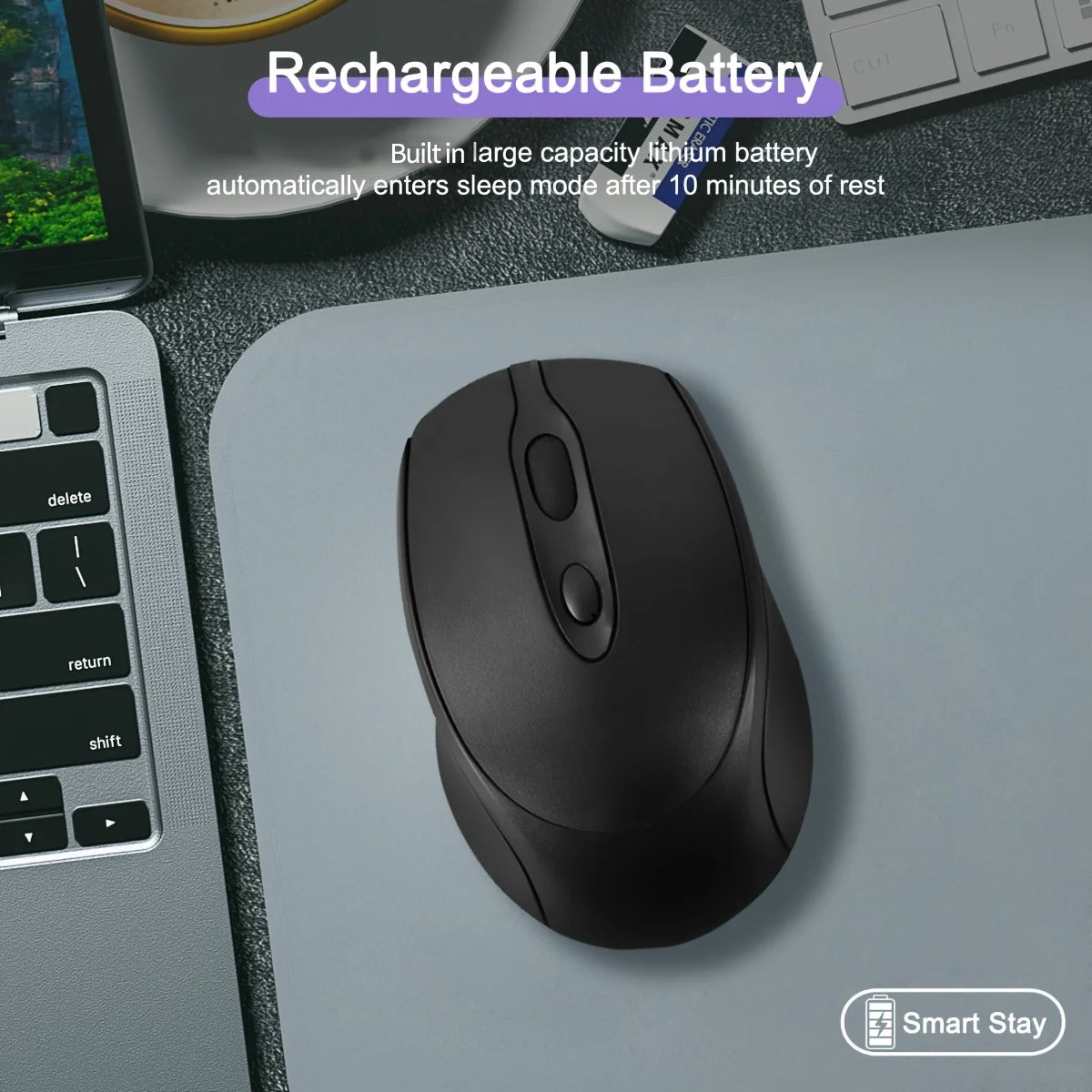Ratón Inalámbrico Recargable Bluetooth 2.4G — Silencioso para PC y Portátil