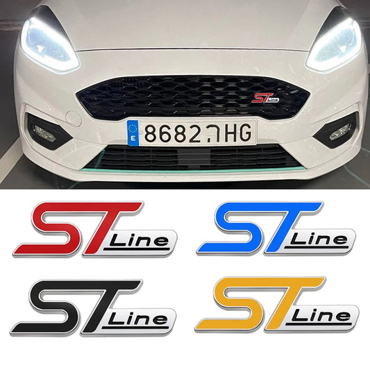 Emblema 3D Metálico ST LINE para Parrilla Frontal – Ford Fiesta, Focus y Mondeo