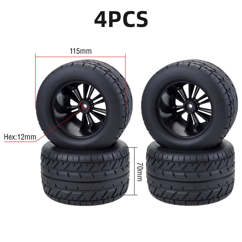 4PCS 12mm Hub 1/10 Tyre Wheel – 120mm / 125mm / 130mm Monster Truck / Buggy RC Car Crawler Compatible Traxxas SCX10