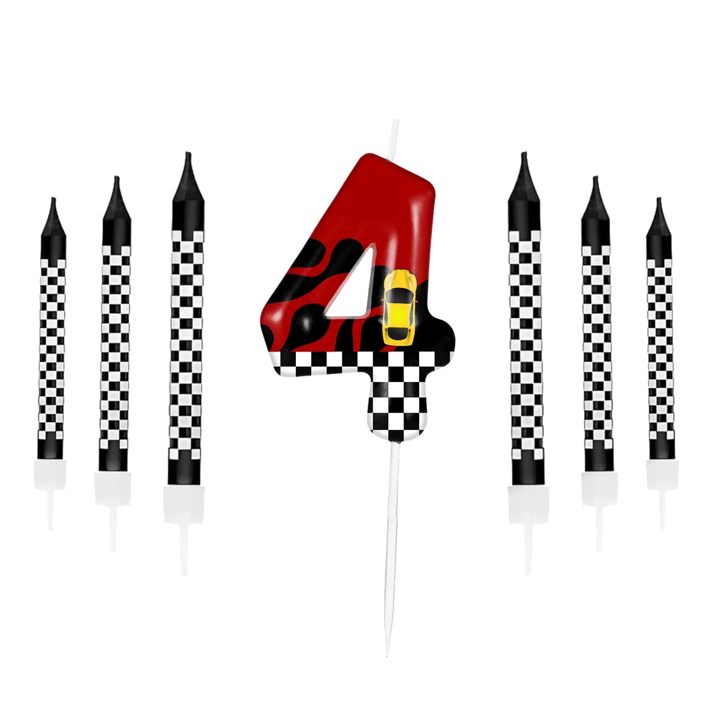 Velas Temáticas de Autos de Carreras para Cumpleaños – Set de 7 Piezas