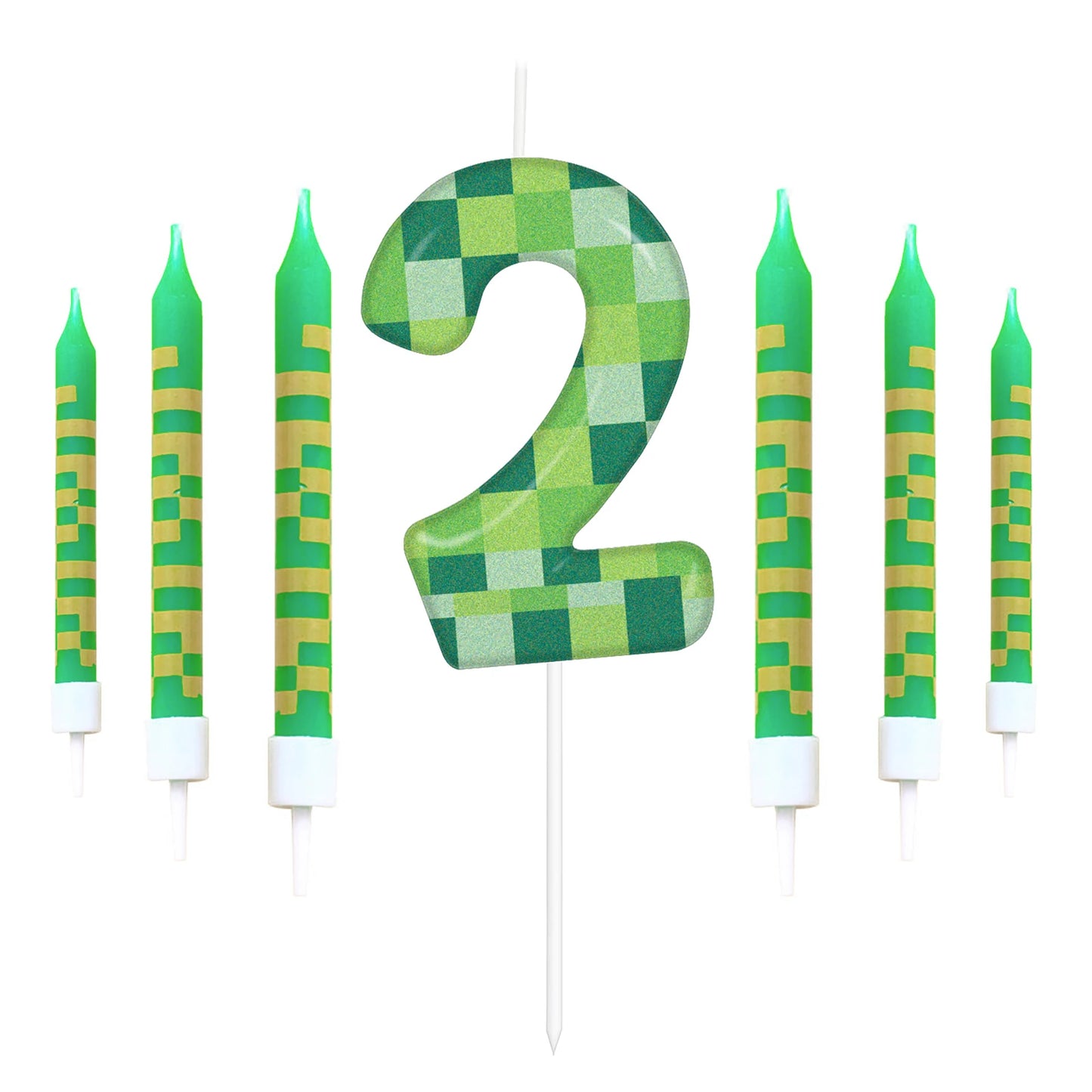 Velas Digitales Pixel Theme 0-9 – 7 Piezas para Cumpleaños y Fiesta