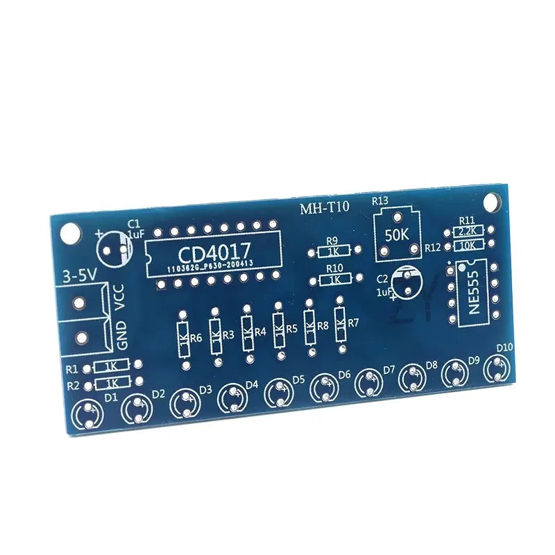 Kit Electrónico DIY NE555 + CD4017 – Luces LED Secuenciales de Flujo para Proyectos Educativos y Electrónica