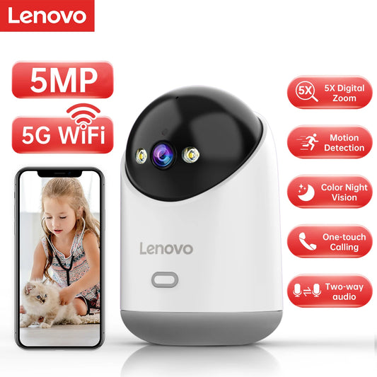 Cámara WiFi Inteligente Lenovo 5MP – Vigilancia IP Full HD con Visión Nocturna y Seguimiento Automático