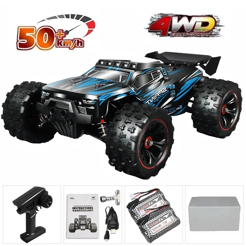 RC Car 1:16 4WD – Monster Drift Truck con LED, Alta Velocidad 50/85KM/H para Niños