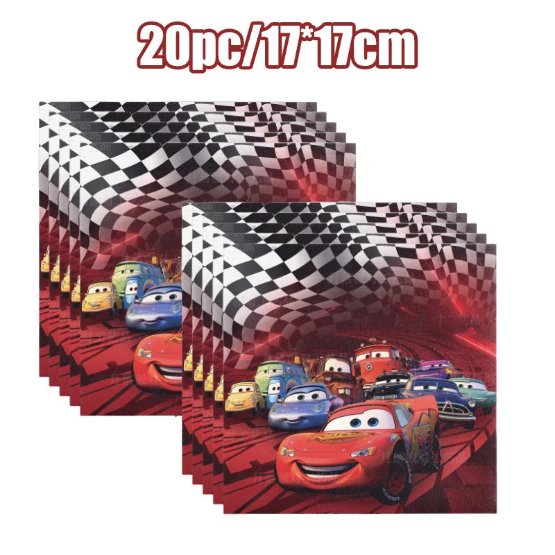 Decoración de Cumpleaños Disney Cars – Rayo McQueen | Platos, Vasos, Servilletas y Globos para Fiesta Infantil