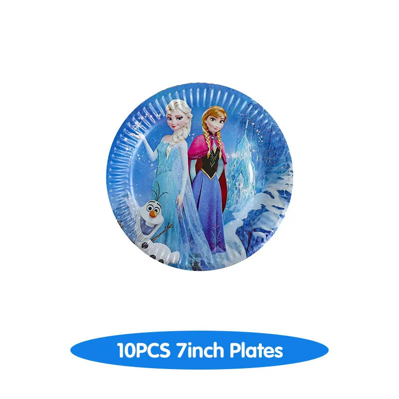Decoración de Cumpleaños Disney Frozen – Mantel, Globos y Vajilla Azul para Fiesta Infantil
