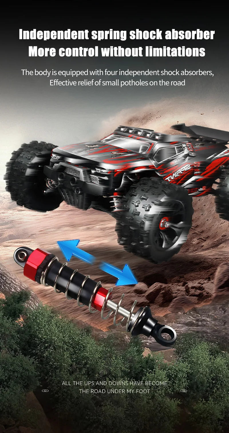 RC Car 1:16 4WD – Monster Drift Truck con LED, Alta Velocidad 50/85KM/H para Niños